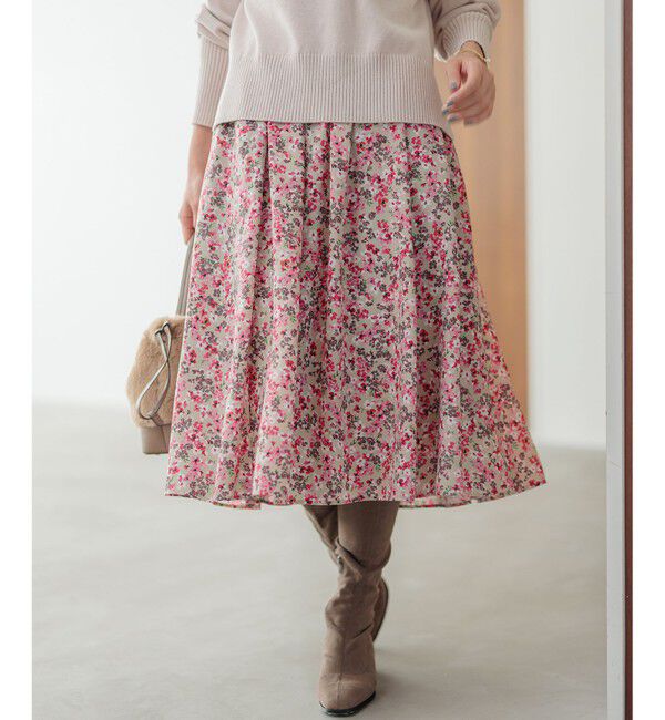 組曲「ニュアージュフラワープリント スカート」|スカート|ピンク系5