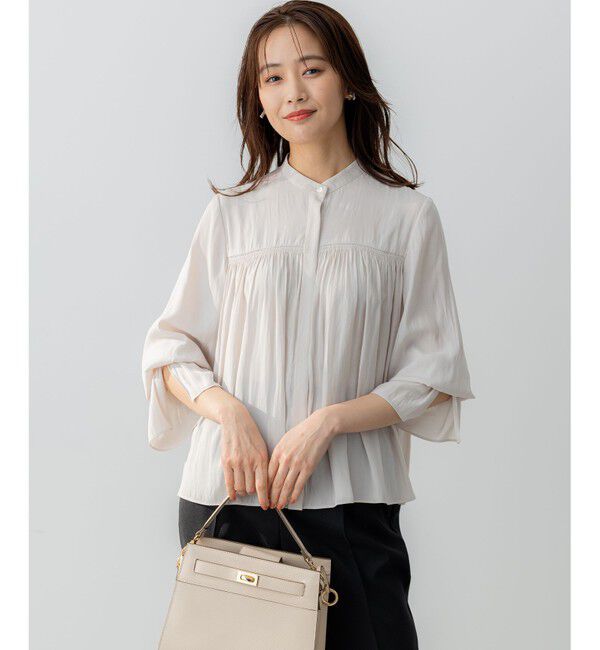 組曲「【WEB限定】ギャザーライトデシン ブラウス」|シャツ・ブラウス|アイボリー系