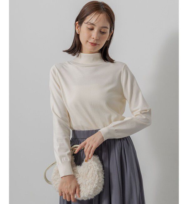 組曲「【前後着用可 / 加藤ローサさん着用】スムースストレッチタートル ニット」|カーディガン|アイボリー系