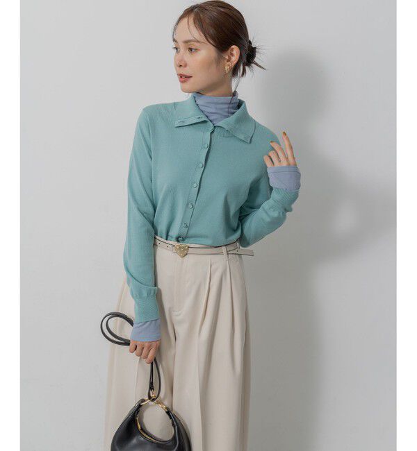 組曲「【前後着用可 / 加藤ローサさん着用】スムースストレッチタートル ニット」|カーディガン|