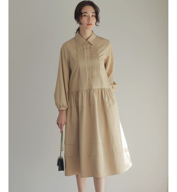 組曲「ソフトクロスピンタック ワンピース」|ワンピース|ベージュ系