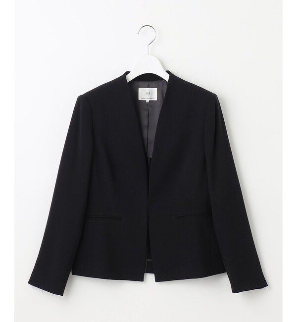 23区「【セットアップ対応/洗える】トリアセダブルジョーゼット ノーカラー ジャケット」|ノーカラージャケット|