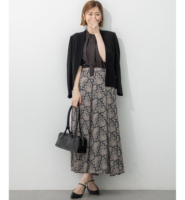 23区「【セットアップ対応/洗える】トリアセダブルジョーゼット ノーカラー ジャケット」|ノーカラージャケット|