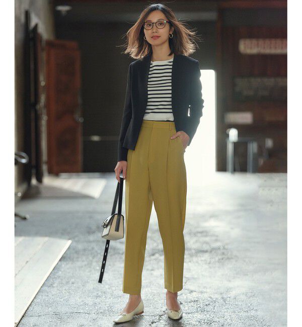 23区「【セットアップ対応/洗える】トリアセダブルジョーゼット ノーカラー ジャケット」|ノーカラージャケット|