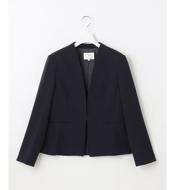 23区「【セットアップ対応/洗える】トリアセダブルジョーゼット ノーカラー ジャケット」|ノーカラージャケット|