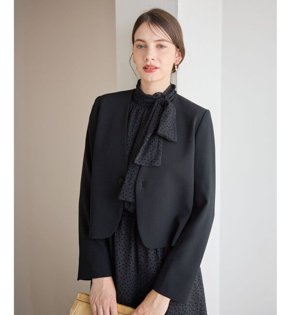 23区「【APPLAUDIR】クリアジョーゼット 3WAYコンパクトジャケット」|ノーカラージャケット|