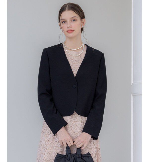 23区「【APPLAUDIR】クリアジョーゼット 3WAYコンパクトジャケット」|ノーカラージャケット|