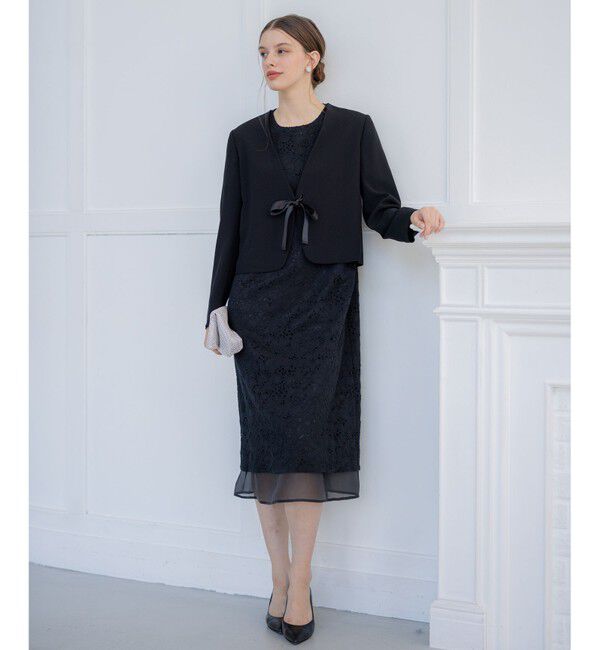 23区「【APPLAUDIR】クリアジョーゼット 3WAYコンパクトジャケット」|ノーカラージャケット|