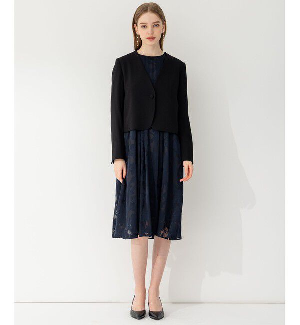 23区「【APPLAUDIR】クリアジョーゼット 3WAYコンパクトジャケット」|ノーカラージャケット|