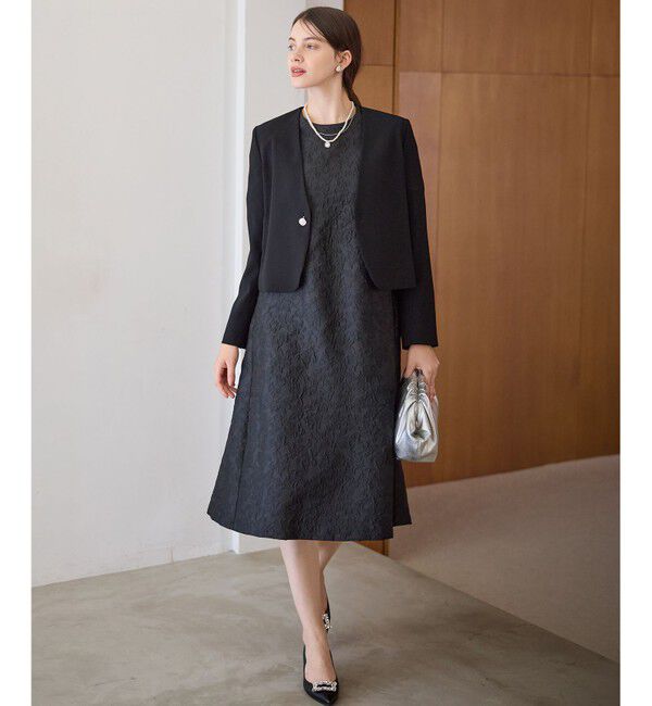 23区「【APPLAUDIR】クリアジョーゼット 3WAYコンパクトジャケット」|ノーカラージャケット|