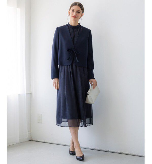 23区「【APPLAUDIR】クリアジョーゼット 3WAYコンパクトジャケット」|ノーカラージャケット|