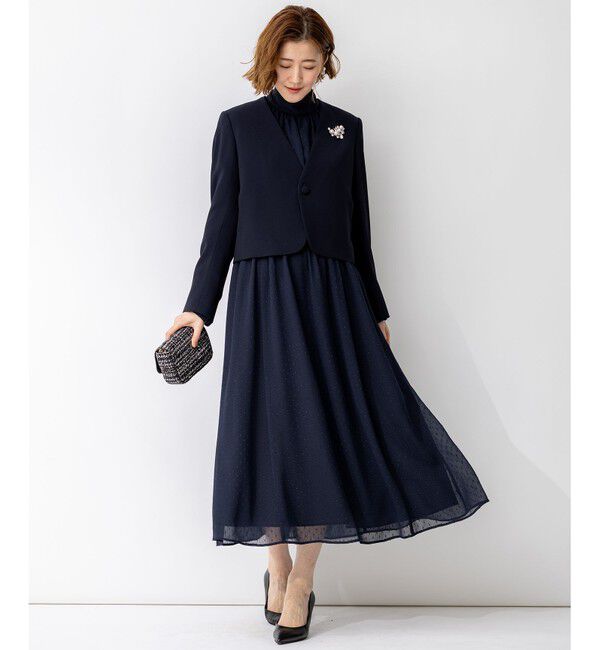 23区「【APPLAUDIR】クリアジョーゼット 3WAYコンパクトジャケット」|ノーカラージャケット|