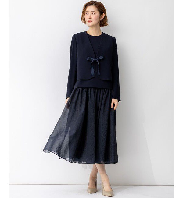 23区「【APPLAUDIR】クリアジョーゼット 3WAYコンパクトジャケット」|ノーカラージャケット|