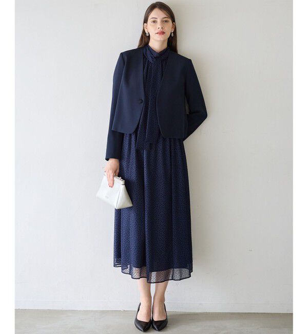 23区「【APPLAUDIR】クリアジョーゼット 3WAYコンパクトジャケット」|ノーカラージャケット|