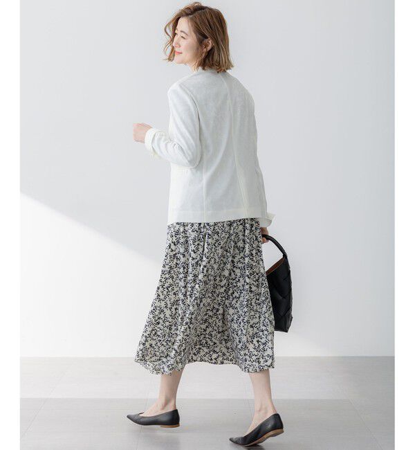 23区「【セットアップ対応/防シワ性/洗える】アイアスマットストレッチ ノーカラー ジャケット」|ノーカラージャケット|