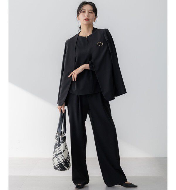 23区「【セットアップ対応/洗える】2WAYストレッチツイル ジャケット」|ノーカラージャケット|