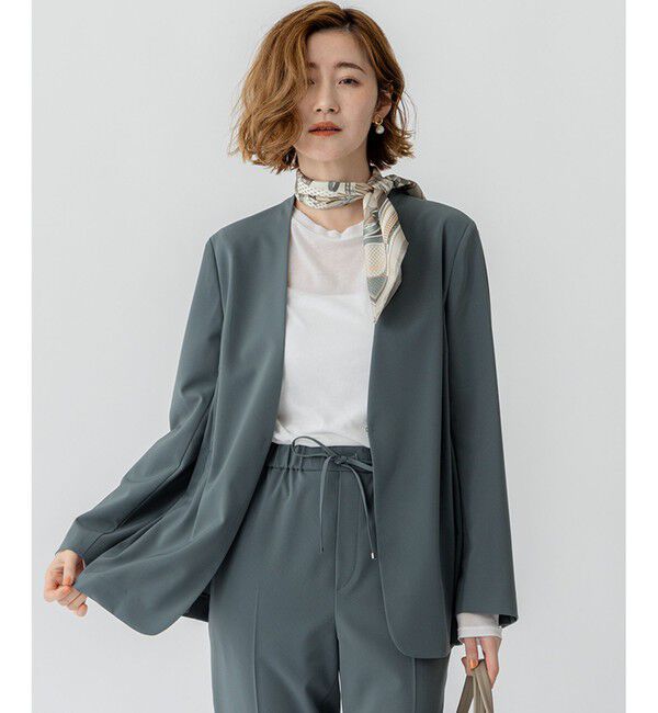 23区「【セットアップ対応/洗える】2WAYストレッチツイル ジャケット」|ノーカラージャケット|ﾓｽｸﾞﾘｰ