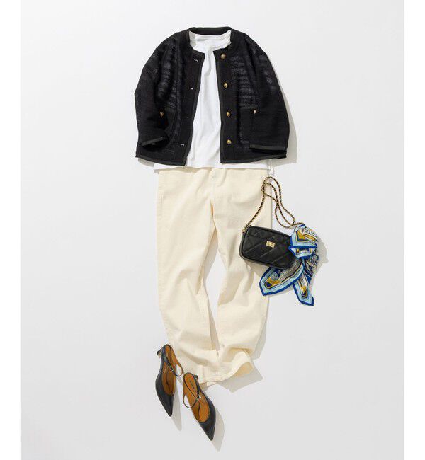 23区「サマーツイード 7分袖 ジャケット」|ノーカラージャケット|