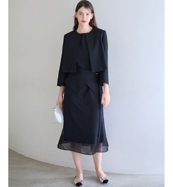 23区「【APPLAUDIR】バックサテンジョーゼット ジャケット」|ノーカラージャケット|