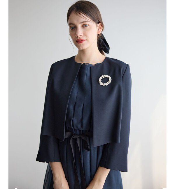 23区「【APPLAUDIR】バックサテンジョーゼット ジャケット」|ノーカラージャケット|