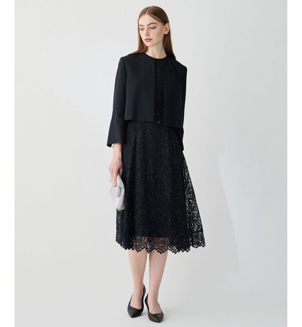 23区「【APPLAUDIR】バックサテンジョーゼット ジャケット」|ノーカラージャケット|