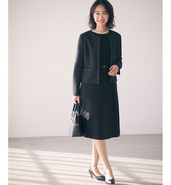 any SiS「リップルボーダーストレッチ ノーカラージャケット」|ノーカラージャケット|