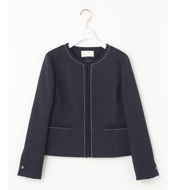 any SiS「リップルボーダーストレッチ ノーカラージャケット」|ノーカラージャケット|