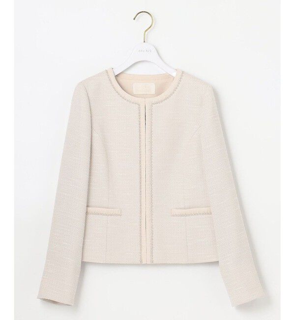 any SiS「リップルボーダーストレッチ ノーカラージャケット」|ノーカラージャケット|