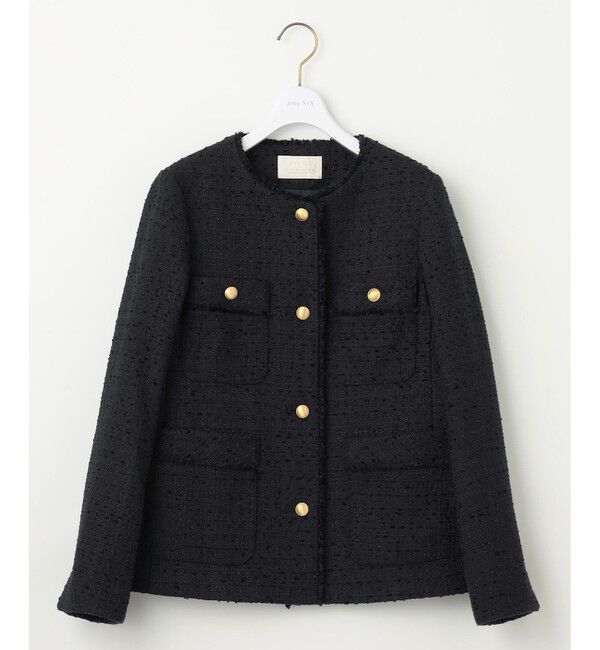 any SiS「ツイードノーカラーミドル ジャケット」|ノーカラージャケット|