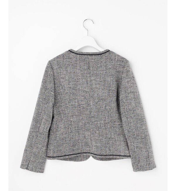 ANY SIS「ライトストレッチ ツイード ジャケット」|ノーカラージャケット|