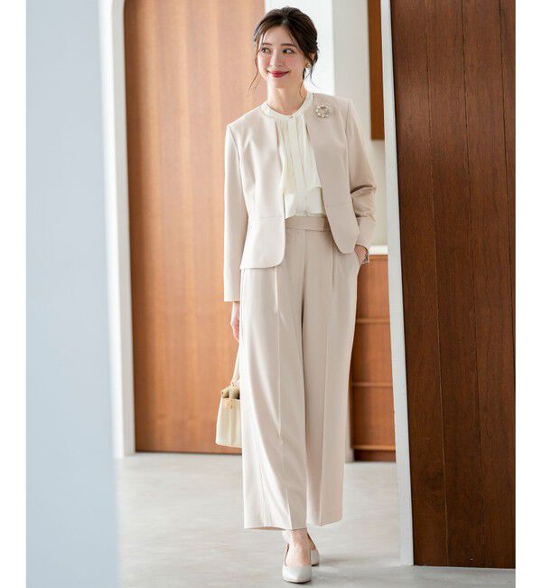 ANY SIS「セレモニーダブルクロス クルーカラー ジャケット」|ノーカラージャケット|