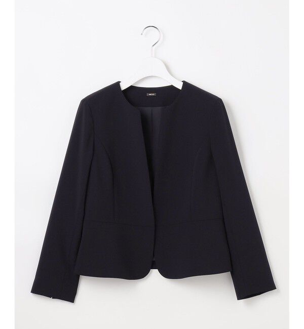 ANY SIS「セレモニーダブルクロス クルーカラー ジャケット」|ノーカラージャケット|