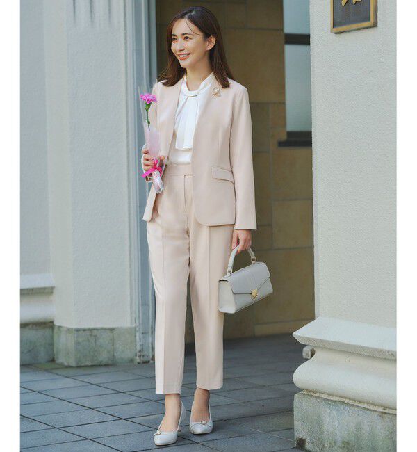 ANY SIS「セレモニーダブルクロス カラーレス ジャケット」|ノーカラージャケット|