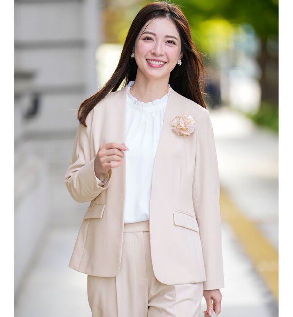 ANY SIS「セレモニーダブルクロス カラーレス ジャケット」|ノーカラージャケット|