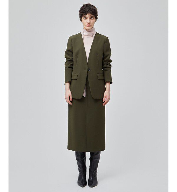 BEIGE,「【洗える・L-size】ALAINA / Vネックカラージャケット」|ノーカラージャケット|