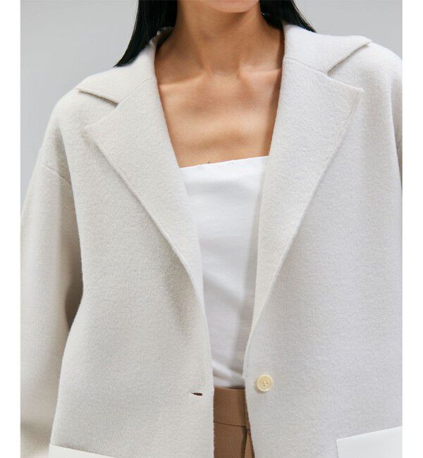 BEIGE,「CHICORA / レザーポケット付きウールニットジャケット」|ニット・セーター|