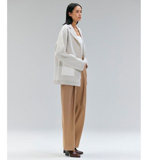 BEIGE,「CHICORA / レザーポケット付きウールニットジャケット」|ニット・セーター|