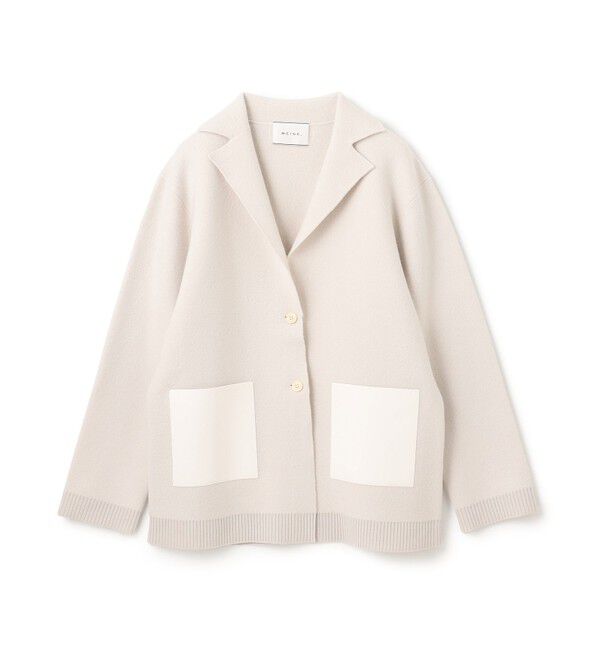 BEIGE,「CHICORA / レザーポケット付きウールニットジャケット」|ニット・セーター|