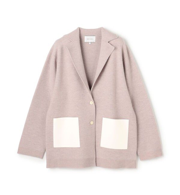 BEIGE,「CHICORA / レザーポケット付きウールニットジャケット」|ニット・セーター|