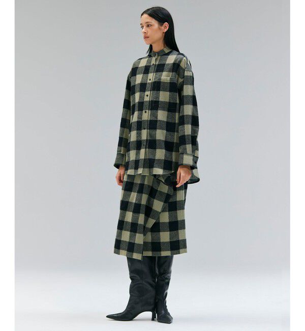 BEIGE,「HOBBS / ウールチェックカシュクールブラウス」|シャツ・ブラウス|