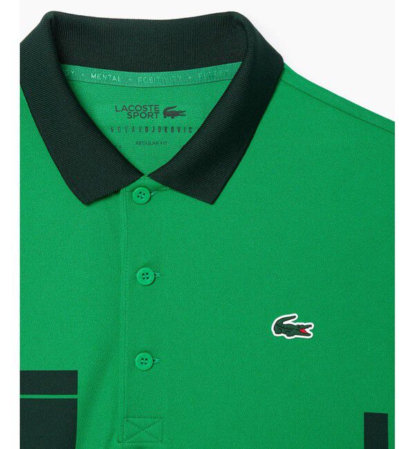 LACOSTE「UPF50＋ UVカット 『ノバク・ジョコビッチ』コートプリントウルトラドライ 半袖ポロシャツ」|ポロシャツ|