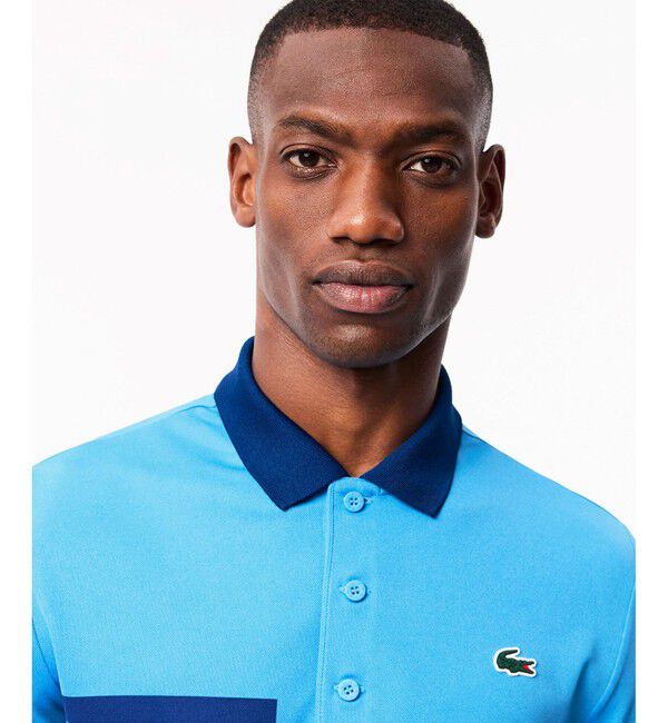 LACOSTE「UPF50＋ UVカット 『ノバク・ジョコビッチ』コートプリントウルトラドライ 半袖ポロシャツ」|ポロシャツ|