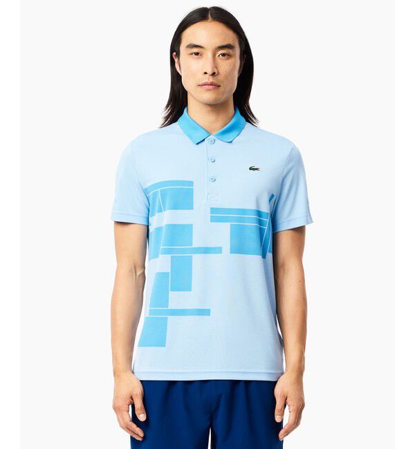 LACOSTE「UPF50＋ UVカット 『ノバク・ジョコビッチ』コートプリントウルトラドライ 半袖ポロシャツ」|ポロシャツ|