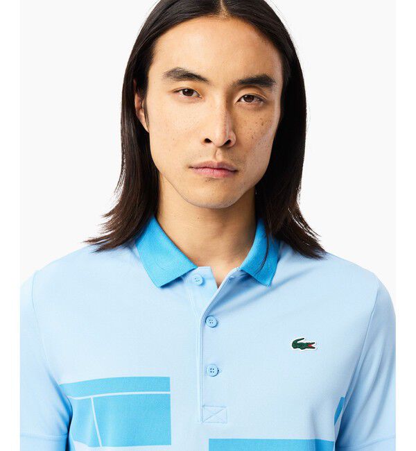 LACOSTE「UPF50＋ UVカット 『ノバク・ジョコビッチ』コートプリントウルトラドライ 半袖ポロシャツ」|ポロシャツ|