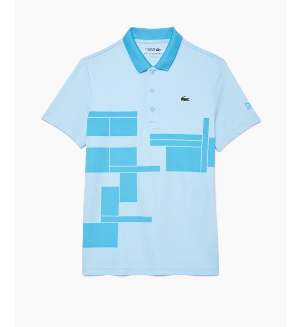 LACOSTE「UPF50＋ UVカット 『ノバク・ジョコビッチ』コートプリントウルトラドライ 半袖ポロシャツ」|ポロシャツ|