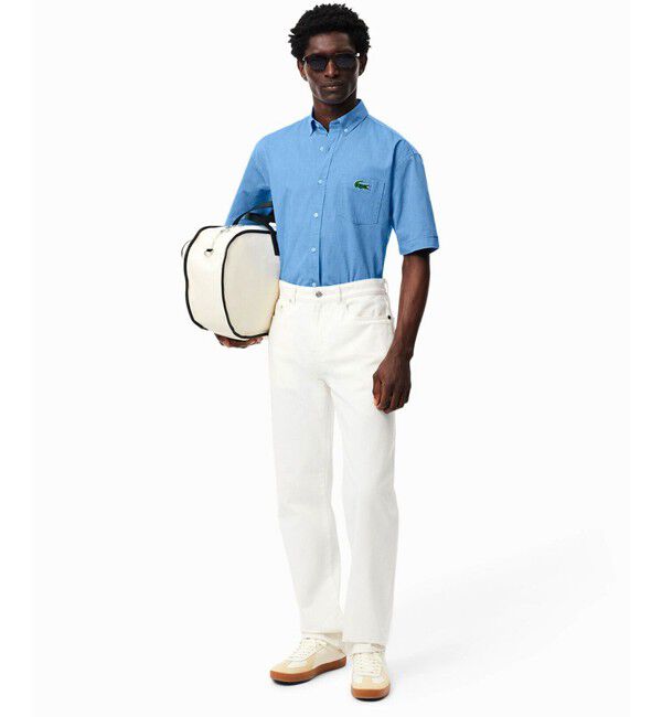 LACOSTE「ウォッシュドオックスフォード半袖ボタンダウンシャツ」|シャツ・ブラウス|