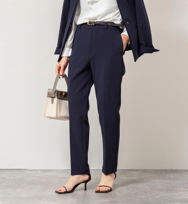 NOLLEY'S sophi「《セットアップ対応》ウォッシャブルWクロス2WAYストレッチテーパードパンツ」|その他|ネイビー