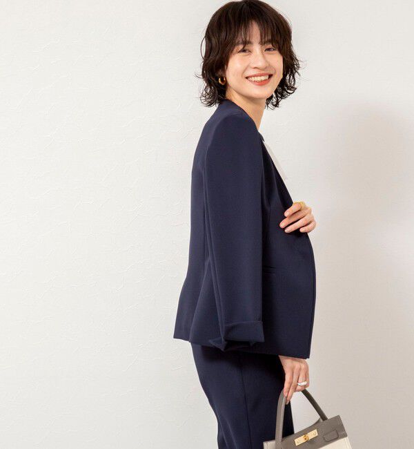 NOLLEY'S sophi「《セットアップ対応》ウォッシャブルWクロス2WAYストレッチジャケット」|ノーカラージャケット|