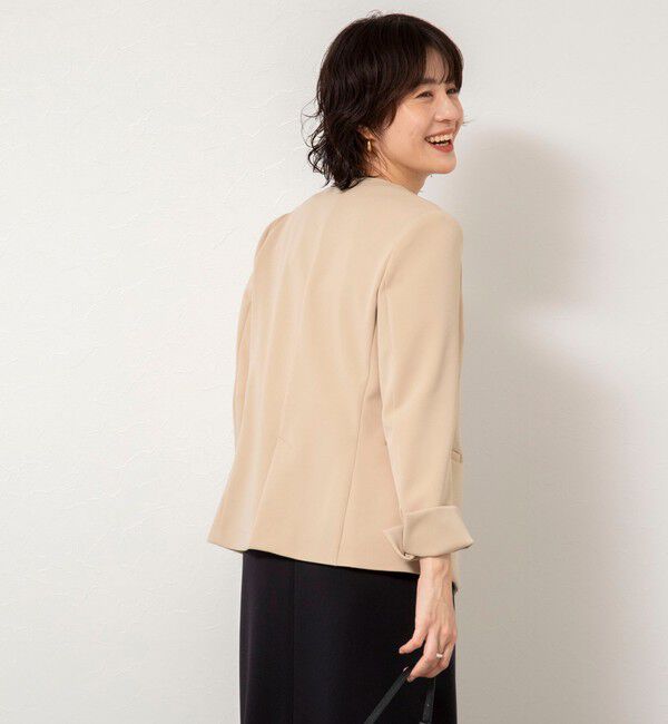 NOLLEY'S sophi「《セットアップ対応》ウォッシャブルWクロス2WAYストレッチジャケット」|ノーカラージャケット|