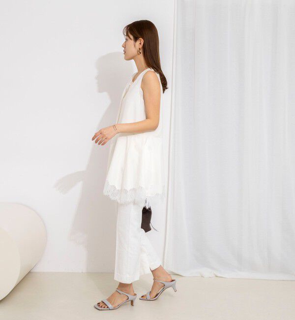 NOLLEY'S「【WEB限定】ウォッシャブルヘムレースサテンタンク」|タンクトップ|